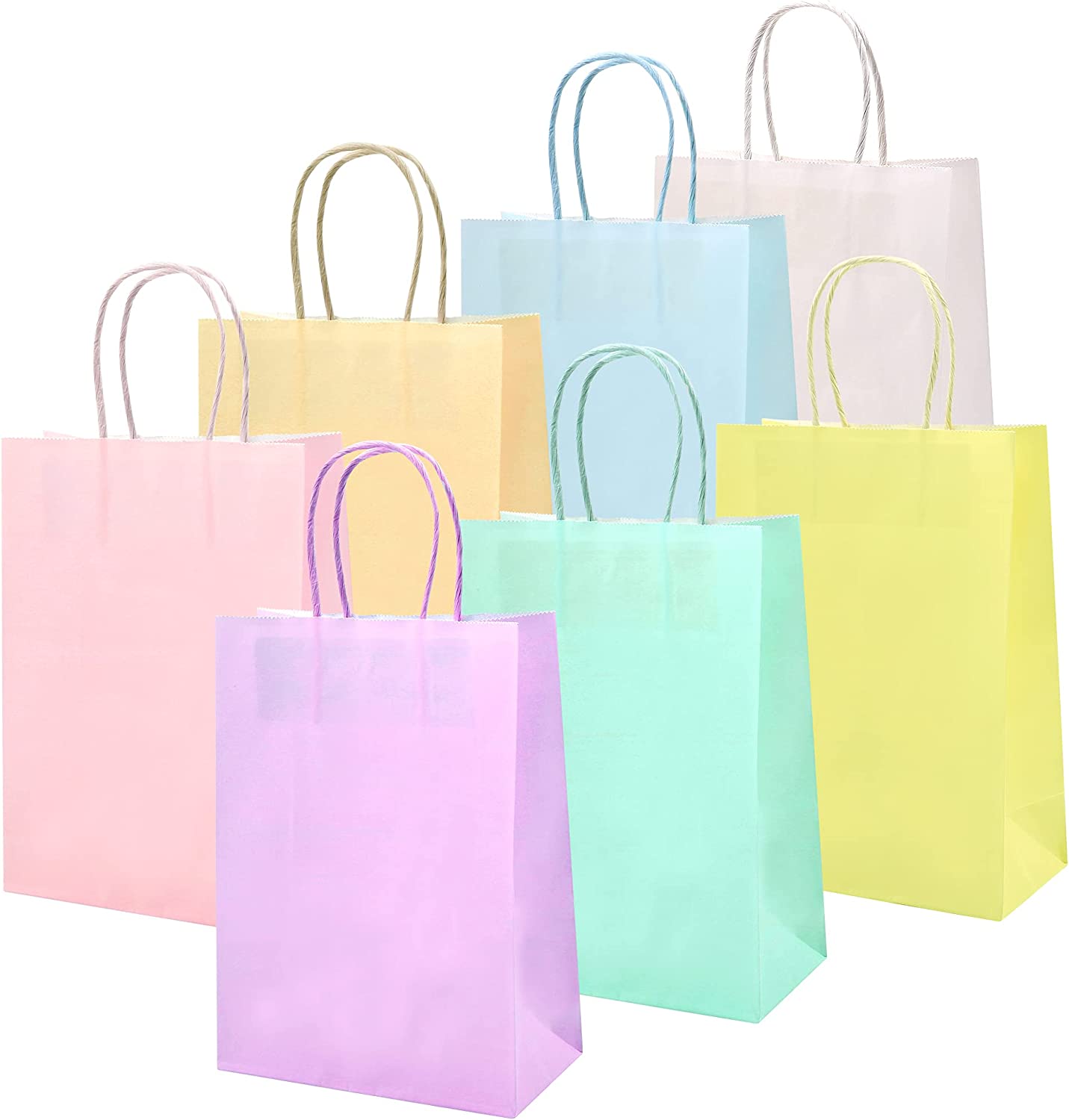 28 PCS Party Favor Gift Bags with Handles, Pastel Paper Gift Bags Bulk