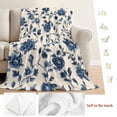 thumbnail image 5 of Navy Blue Floral Blanket Soft Cozy Warm Throw Blanket for Couch, Plush Fuzzy Flannel Fleece Blankets for Sofa, Spring Vintage Blossom Botanical Bed Blankets Lightweight Gifts for Women, 30"x40", 5 of 9