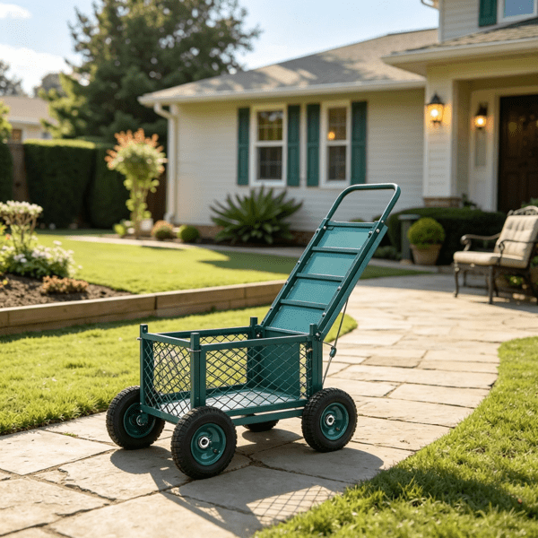 Rolling Garden Cart with Seat, 400 lbs Capacity, Heavy-Duty Wheeled Work Stool, for Lawn, Patio & Backyard