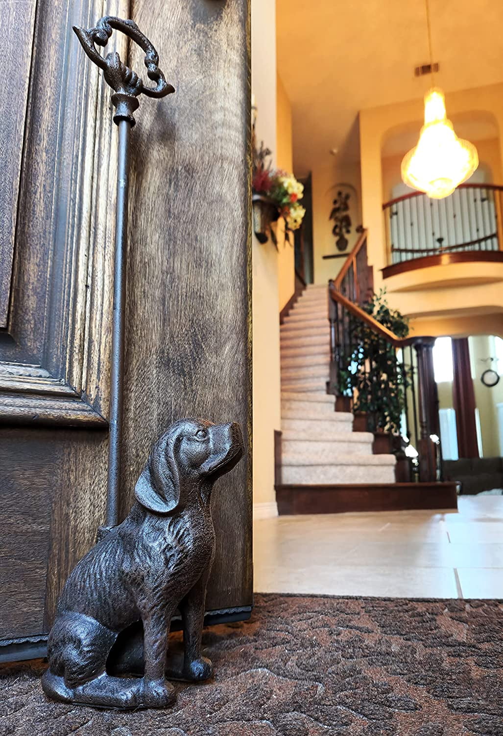 LuLu Decor, Cast Iron Decorative Dog Door Stopper with Rod, 5lbs 1oz