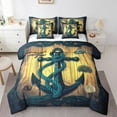 thumbnail image 1 of Boat Anchor Bed in a Bag King Size Comforter Set 7 Pieces,Nautical Rope Knot Bedding Sets Steering Wheel Compass Vintage Ocean Sheet Set with Comforter, 1 of 5