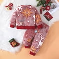 thumbnail image 5 of Linfrsh Baby Christmas Outfit Girl Toddler Girl Christmas Outfits Long Sleeve Sweatshirt Gingerbread Candy Cane Print Pant Set Snowman Winter Clothes Red,12-18 Months, 5 of 7