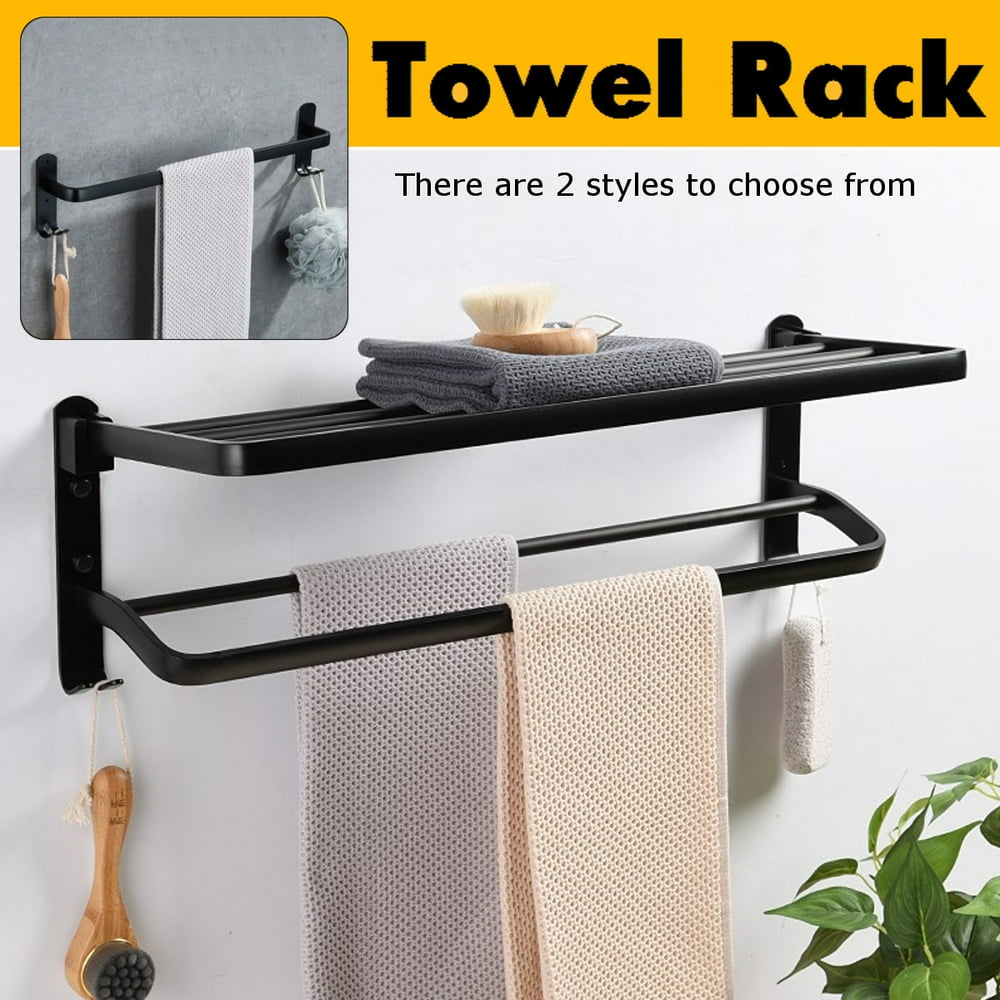 Aluminum Black Hanging Towel Rack Bathroom Accessories Wall Mount Fixed