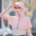 thumbnail image 4 of Unisex UV Protection Sun Hood Hat with Zipper, Full Face Neck Shoulder Cover Breathable Solid Color Sun Cap for Cycling Driving Hiking Spring Summer Pink Free Size, 4 of 6
