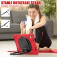 thumbnail image 4 of ELEHOLD Heavy Duty Rugged Case for iPad 10.9" (2022) 10th Generation Three-Layer Protection Foldable Portable 360 Rotating Bracket Kickstand Handle Grip Shockproof Durable Case,Red, 4 of 7