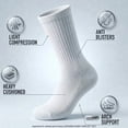 thumbnail image 4 of 6 Pack Men's Cotton Crew Socks , Cushioned Breathable Work & Athletic Socks, Moisture Control, White Size L, 4 of 6