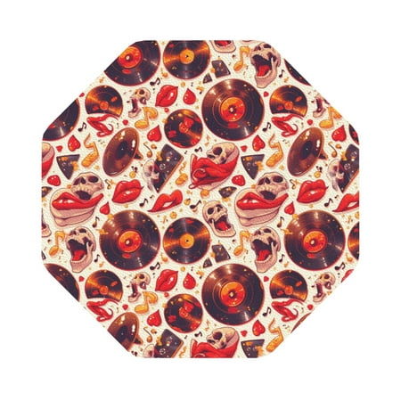 

Matuu Skull rock record music heart for Cup Coasters Set of 6 Leather Coasters Desk Coasters for Office Measures 4” x 4” Octagon