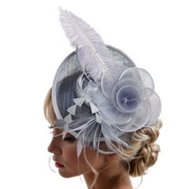 SWSMCLT Women's Fascinator Tea Party Hat Mesh Fancy Wedding Elegant Hat Kentucky Derby Hat Party Fashion Black Grey One Size