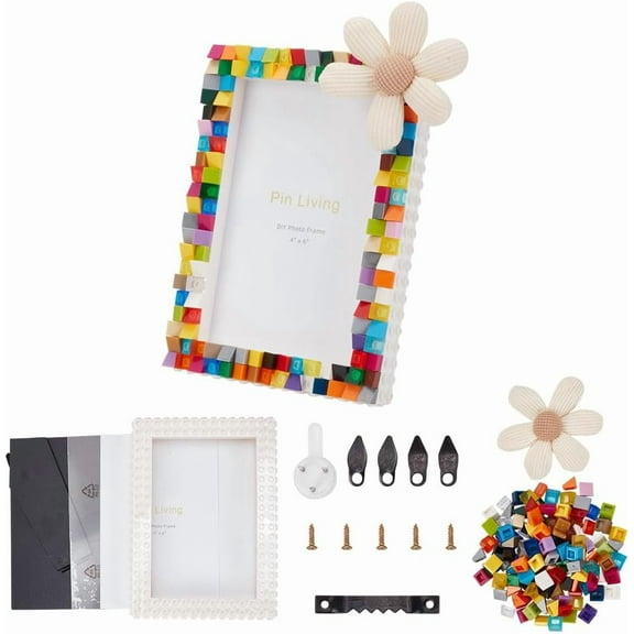 DIY Block Photo Frame Making Kit Picture Frame Painting Craft 6.77x4.86inch Wooden Photo Frames with Stand and Clear Protector Painting Tools Set