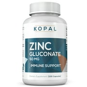 Kopal – 50mg Zinc Gluconate – USA Made - Zinc Vitamin Supplements for Superior Immune Support, Recovery and Acne Defense – Gluten Free Non-GMO Capsules