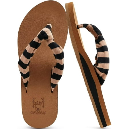 

KuaiLu Women s Yoga Foam Flip Flops with Arch Support Thong Sandals Non-Slip