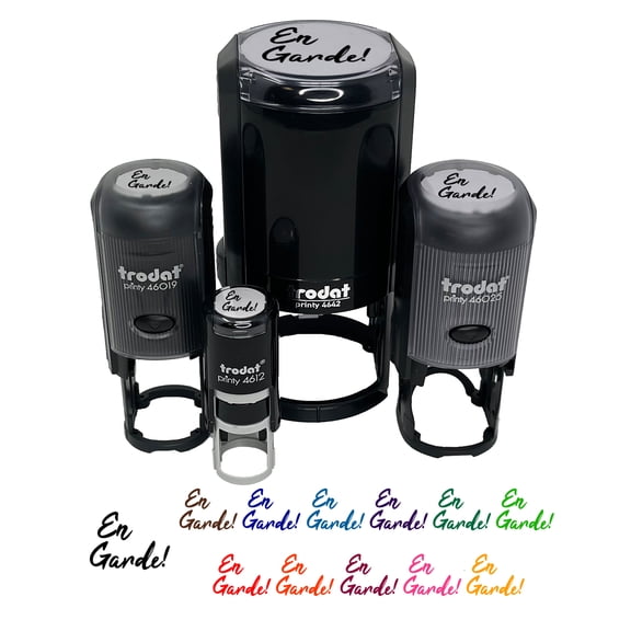 En Garde French Fencing Fencer Direction Self-Inking Rubber Stamp Ink Stamper - Black Ink - Mini 1/2 Inch