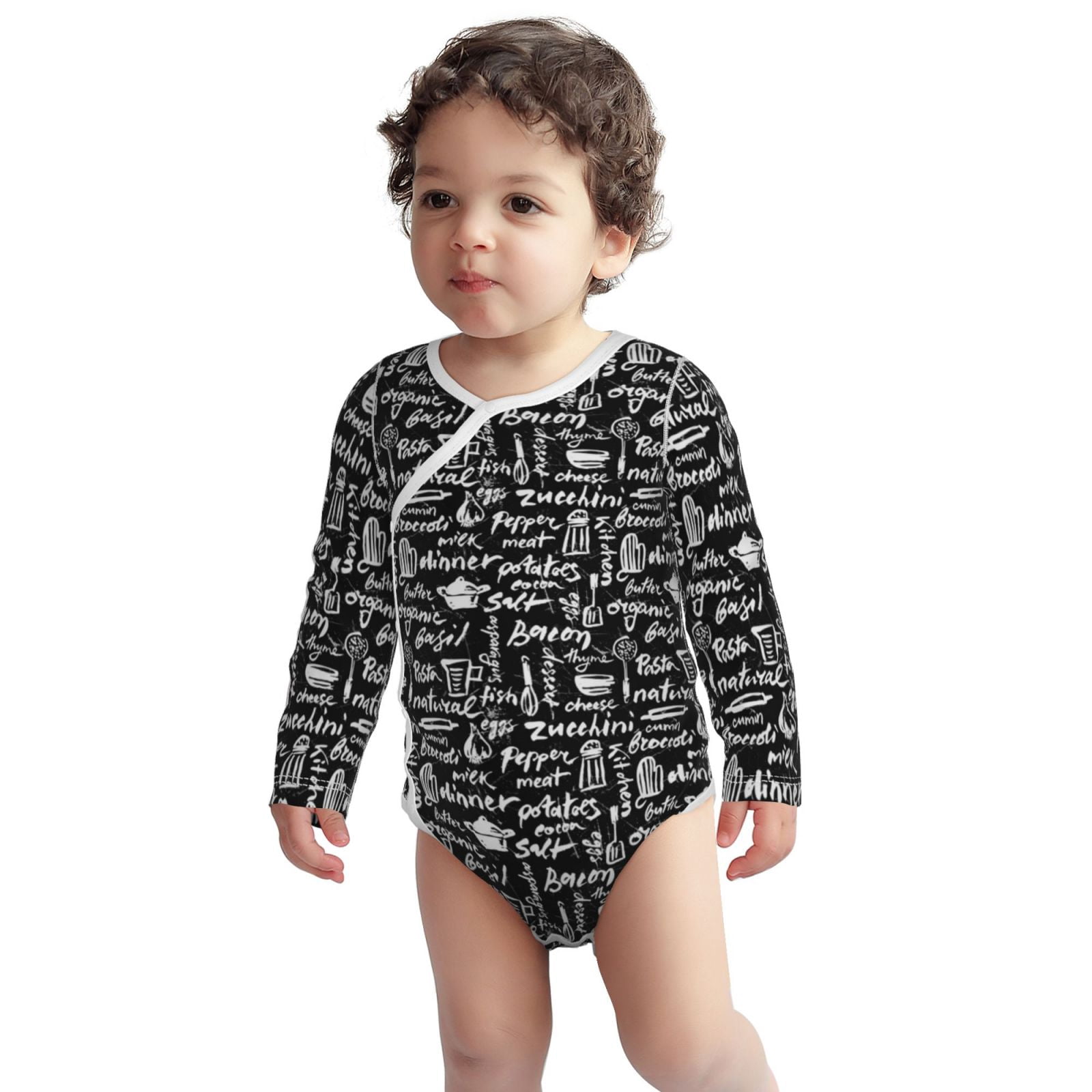 Xecao Pasta Bacon Print Baby unisex-baby Cotton Long-sleeve Bodysuits-3 Months