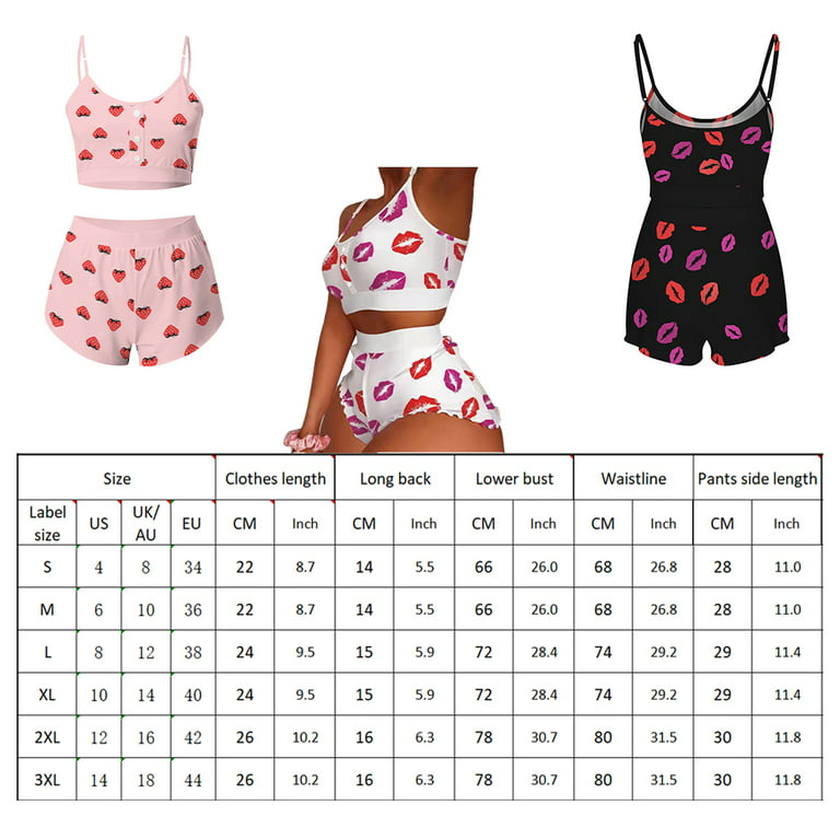 Suspender Pajama Set Women Short Female Home Clothes Floral Collar Cute  Sweet Summer Home Clothes Strawberry 2 Pieces Set Free Size(for 4560kg)