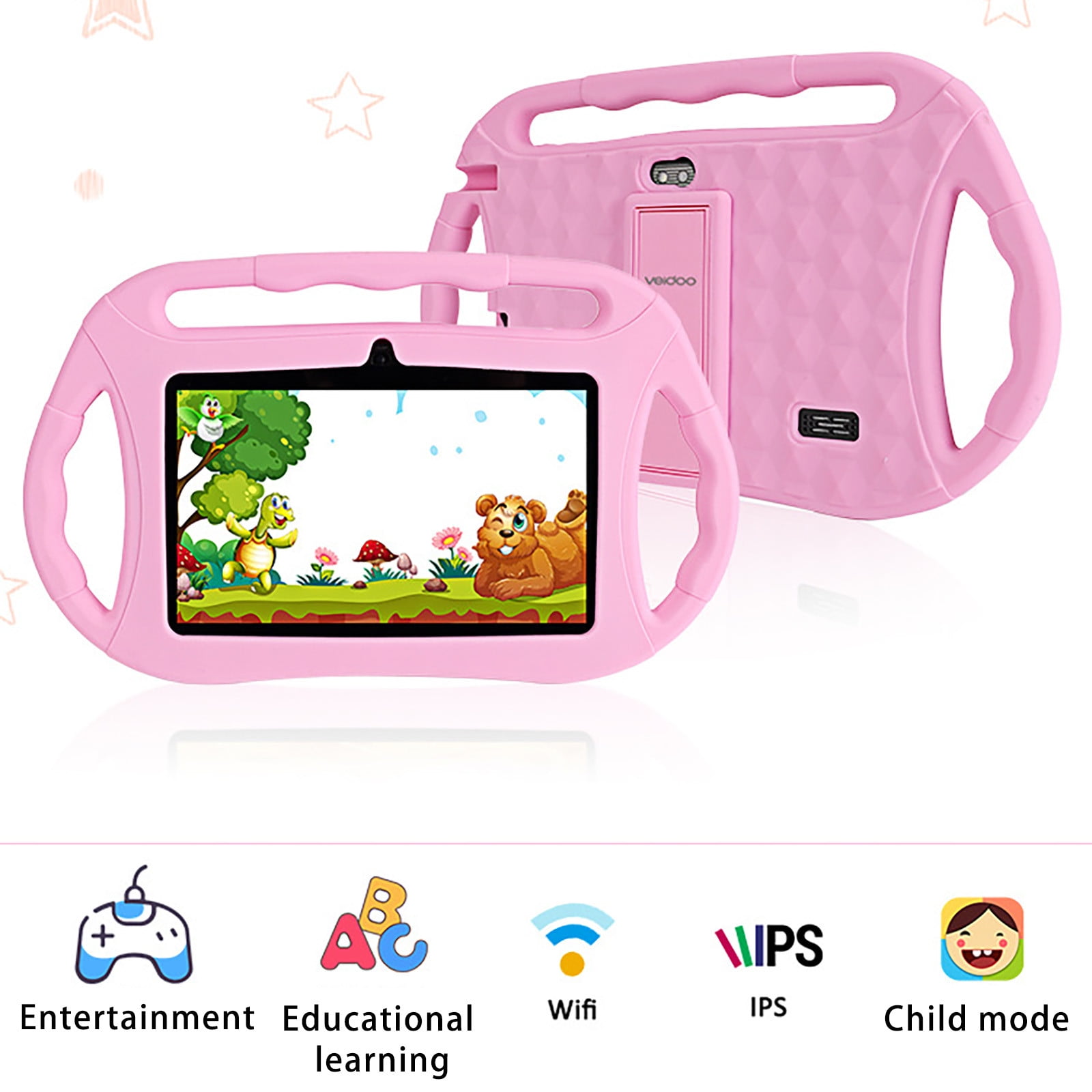 Summercome Kids Tablet with Handle, 7 inch Android 11 Tablet for Kids, 2GB RAM+32GB ROM Quad-Core, Toddler Tablet with Shockproof Cover, Parent Contro, Bluetooth, WiFi, GPS, Double Camera, Games(Blue)