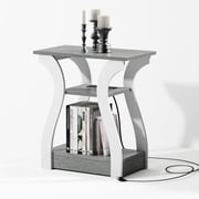 End Table Set of with Charging Station Side Table with Ports and Outlets Nightstand End Table with Storage Shelf for Living Room Bedroom