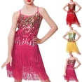 thumbnail image 4 of Odeerbi Vestido de Baile Latino Con Lentejuelas Para Niña Rendimiento En Escena Trajes de Verano Vestido de Algodón Con Flecos Vestido Sin Mangas Con Camisola Traje de Baile Con Borlas, 4 of 4