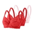 thumbnail image 2 of Underwire Bras for Women Push up Plus Size Solid Color Lightweight Supportive Bras Women's Lace Underwear with Padded Gather Daily Bra Pink 44, 2 of 5