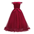 thumbnail image 3 of IBTOM CASTLE Flower Little Big Girls Maxi Dress Bridesmaid Wedding Pageant Party Princess Communion Floral Boho Vintage Lace Dance Gown 5-6 Years Wine Red, 3 of 9