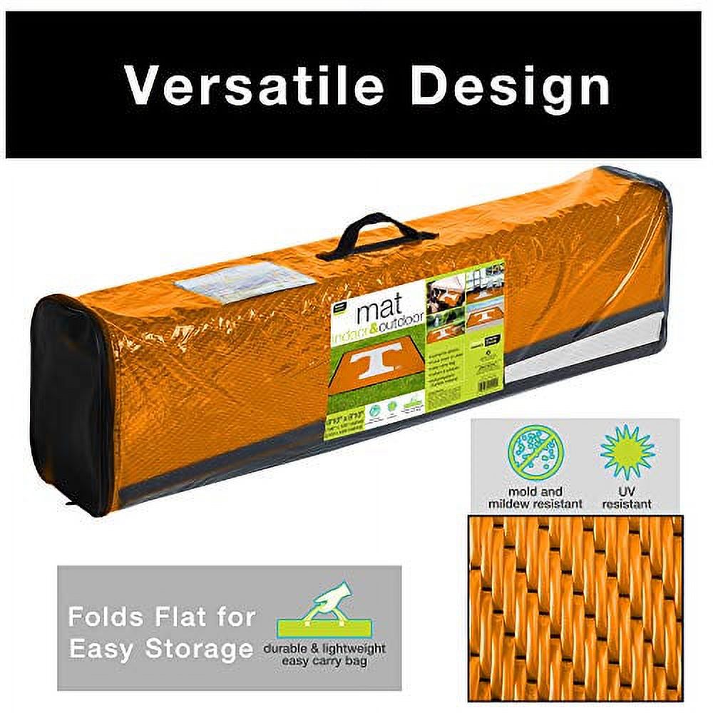 Smart Design Collegiate Tailgate Picnic Mat - 9 x 9 Feet - White & Orange Colors - Tennessee Volunteers