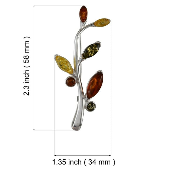 Sterling Silver and Multicolored Baltic Amber Brooch "Daisy"