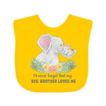 Inktastic I'll Never Forget That My Big Brother Loves Me Cute Elephant Boys or Girls Baby Bib