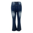 thumbnail image 5 of Difdany Butt Lifting Low Rise Jeans for Women Trendy Stretch Wide Leg Pants Denim Dark Blue L, 5 of 8