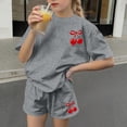 thumbnail image 6 of Gamivast Girls Summer 2 Piece Outfits Cherry Bow Print Short Sleeve Tee and Shorts Set Casual Playwear Soft Breathable Holiday Vacation Clothes, 6 of 6