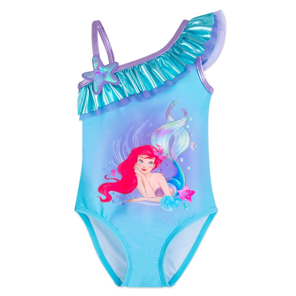 Ariel One Piece Little Mermaid Princess Swimsuit Girls Size 5/6 Small