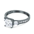 thumbnail image 2 of Black Tone, Simulated Cubic Zirconia Size-7 Princess Cut Art Deco Wedding Engagement Bridal Ring 925 Sterling Silver, 2 of 7