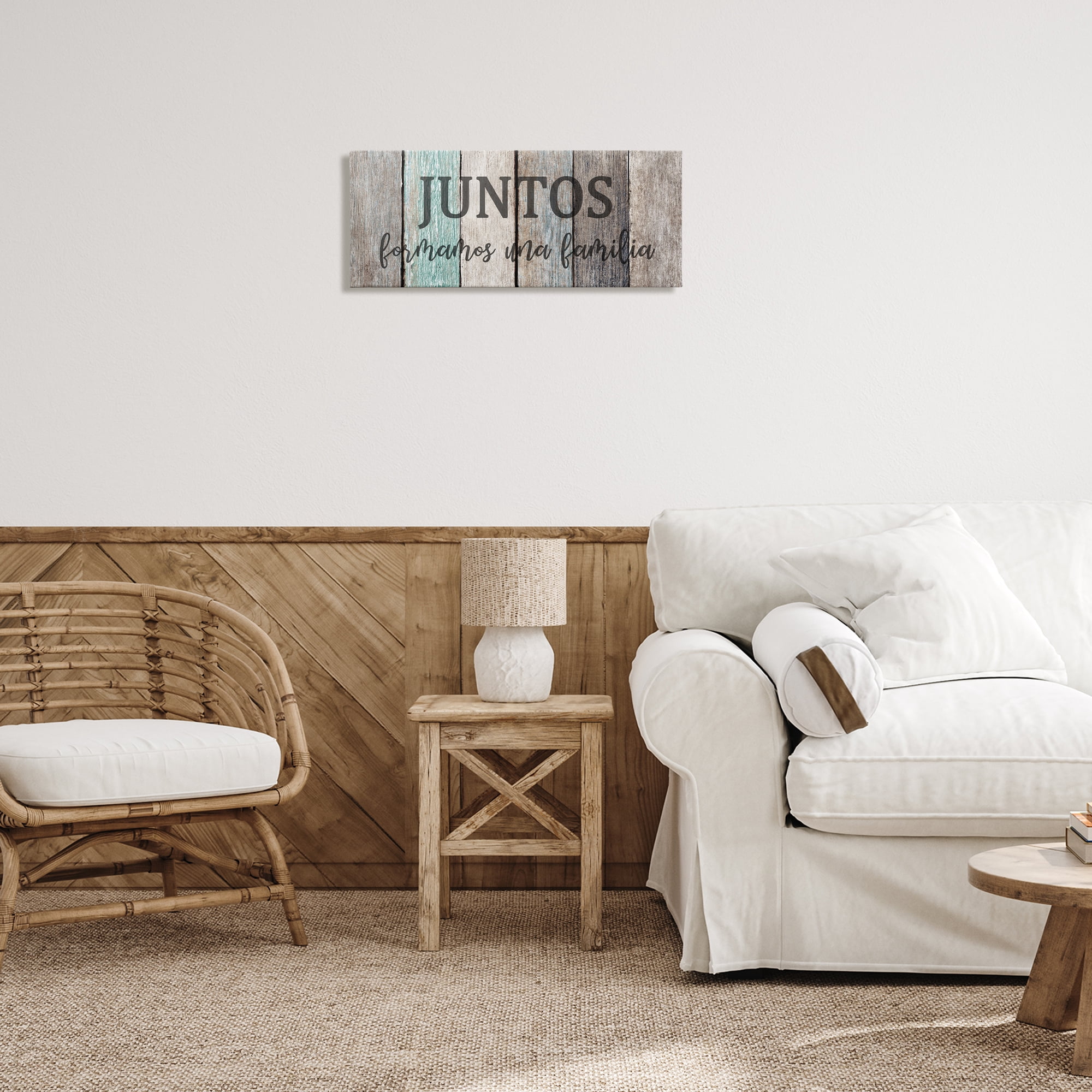 Stupell Industries Juntos Formamos una Familia Inspirational Quotes & Sayings Painting Wrapped Canvas Art Print Wall Art, 24 x 10