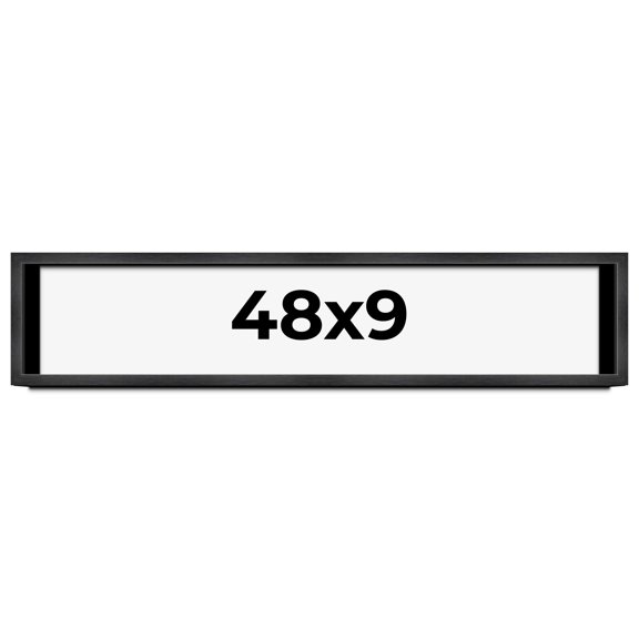 48x9 Shadow Box Frame Grey Charcoal Black | 0.875 Inches Deep | Wood Shadowbox Display Frame | UV