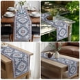 thumbnail image 5 of Blue Boho Table Runner 120 Inches Long, Ethnic Geometric Middle Century Art Cotton Linen Table Runners Dresser Scarves, Decorative Fabric Tabletop Scarf Furniture Cover for Home Dinner Party 13"x120", 5 of 9