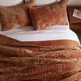 thumbnail image 4 of Velvet Quilt Full/Queen Size-90''x98'', Lightweight Burnt Orange Velvet Comforter Set with 2 Pillow Shams, Soft Cross Stitch Bedspread Coverlet Quilted Bedding Set for All Season, 4 of 7