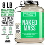 NAKED Mass - Vanilla Vegan Weight Gainer - 8Lb Bulk, GMO Free, Gluten Free, Soy Free & Dairy Free. No Artificial Ingredients - 1,230 Calories - 11 Servings