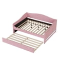 thumbnail image 5 of Full Size Daybed with Trundle, Upholstered Teddy Fleece Full Daybed Sofa Bed Frame with Light, Wood Slat Support, No Box Spring Needed, Easy Assembly, for Bedroom Living Room, Pink, 5 of 9