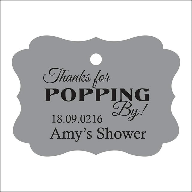 100 PCS Personalized Baby Shower Favors Tags Custom Quote Thank You For Popping By Baby Shower Gift Hang Tags