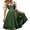 Dark Green, variant on Womens Traditional Bavarian Dirndl Dress Square Neck Sleeveless Gown with Apron