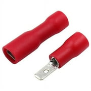 Baomain Female/Male Red Spade Insulated Electrical Crimp Terminal Connectors 22-16 AWG 2.8mm Pack of 100