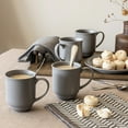 thumbnail image 5 of over&back Rim Stoneware Coffee Mugs - 4-Piece Mug Set - Enjoy the Perfect Cup of Coffee, Tea, Latte, and More - Semi-Matte Charcoal - 16oz, 5 of 10