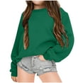 thumbnail image 2 of Vunhao Girls Sweatshirts Crop, Fashion Crewneck Solid Long Sleeve Casual Girls Pullover Tops on Sale Green Size 10-11 T, 2 of 4
