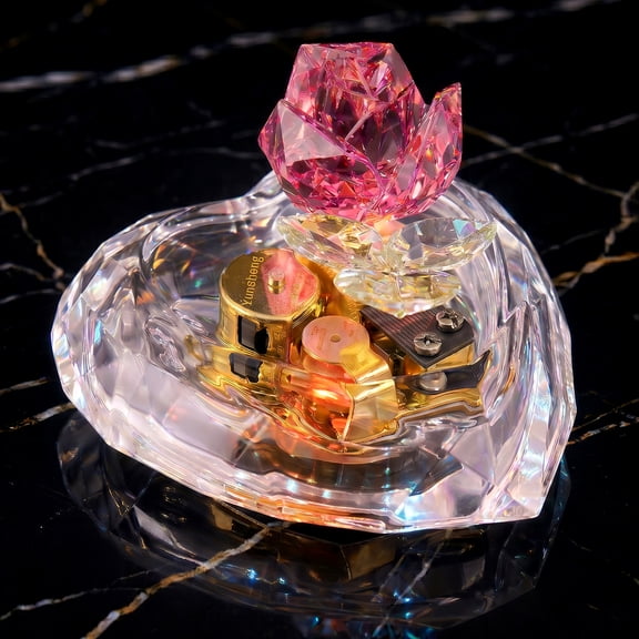Heart-Shaped Music Box - Luxury Rose Flower Music Box, Decorative Wind-Up Music Box with Flowers, Gift for Birthday Holiday Christmas Wedding