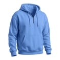 thumbnail image 5 of Resicozy Mens Casual Cotton Hoodies Drawstring Quarter Zip Pullover Sweatshirts with Pockets Light Blue M, 5 of 6