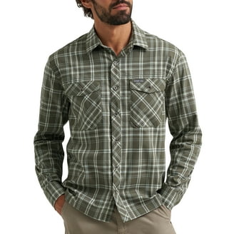 Wrangler Men's Regular Fit ATG Long Sleeve Button-Down Shirt – Workwear Style With Hidden Pocket