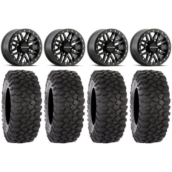 Raceline Ryno Bdlk 14" Bk Wheels 30" XC450 Tires Can-Am Commander Maverick Renegade Outlander Defender