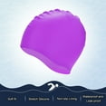 thumbnail image 4 of Uxcell Gorro de Natación de Silicona en Paquete de 2 para Mujeres y Hombres, Sombrero de Natación Impermeable No Deslizante Duradero [Púrpura], 4 of 6
