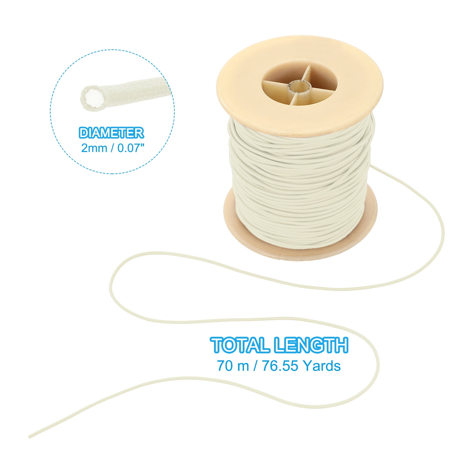 Uxcell Elastic Cord, 2 mm Stretchy Elastic String 77 Yards for Jewelry Making, Necklaces, Beading and Crafts DIY, Beige