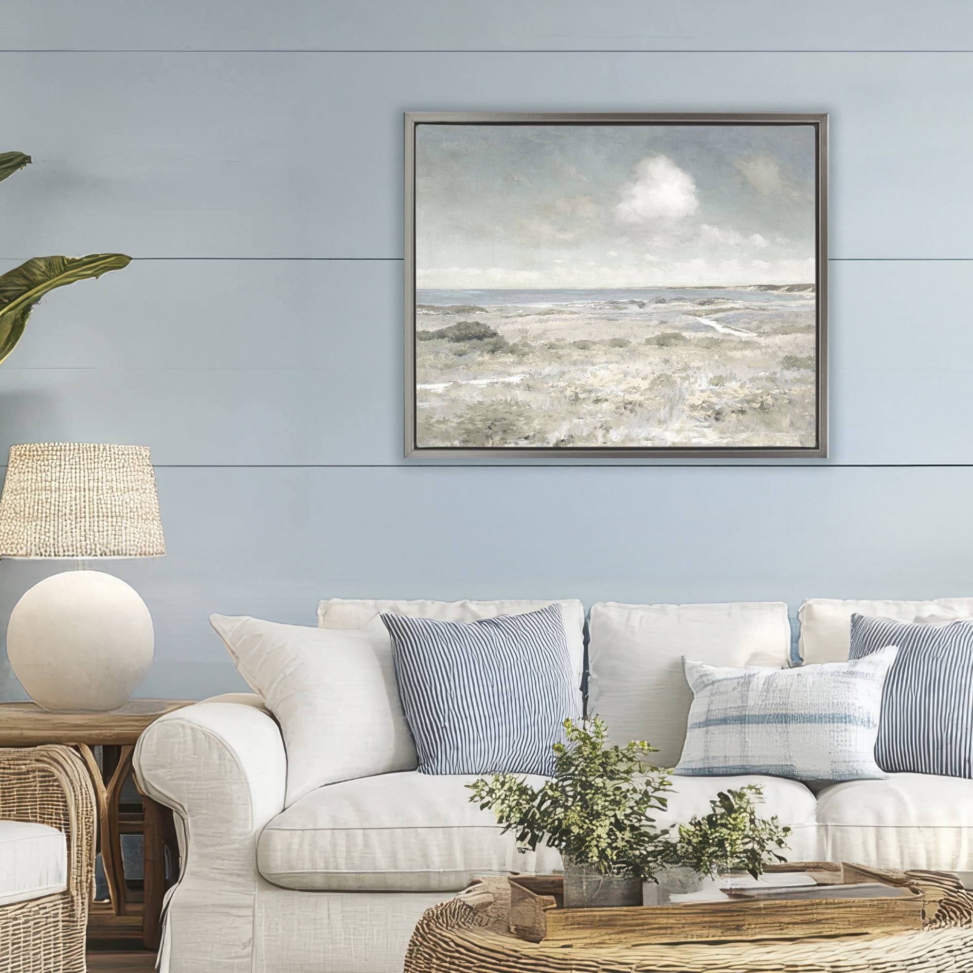 Stupell Industries By The Shore Neutrals Gray Framed Floater Canvas Wall Art, design by Christy McKee