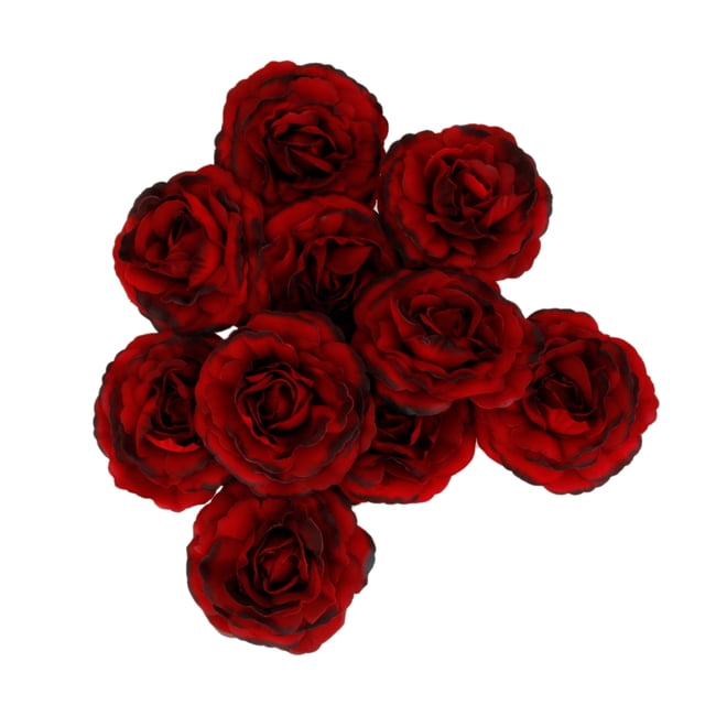 10 Piezas De Cabezas De Camelia en apariencia De Pinza De cabellero Ramillete DIY Vino Rojo Colco Flor artificial