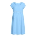 thumbnail image 4 of YTCAMLO 100%Cotton Summer Dresses for Women Fashion Boho Hollow Out Trim Short Sleeve Maxi Dress Comfy Breathable A Line Long Dresses, 4 of 9